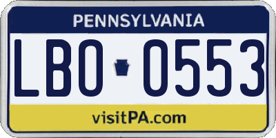 PA license plate LBO0553