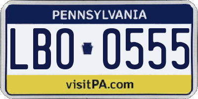 PA license plate LBO0555
