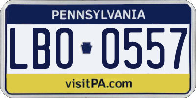 PA license plate LBO0557