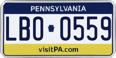 PA license plate LBO0559