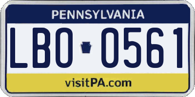PA license plate LBO0561