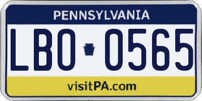 PA license plate LBO0565