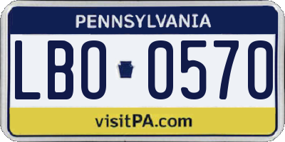 PA license plate LBO0570