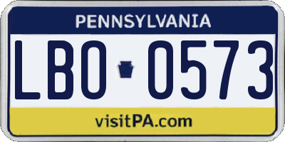 PA license plate LBO0573