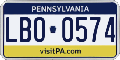 PA license plate LBO0574