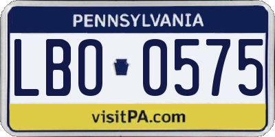 PA license plate LBO0575