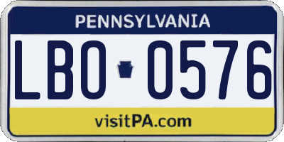 PA license plate LBO0576