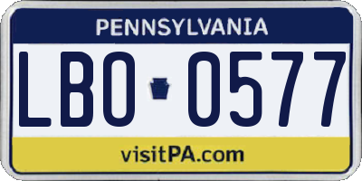 PA license plate LBO0577