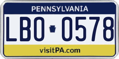 PA license plate LBO0578