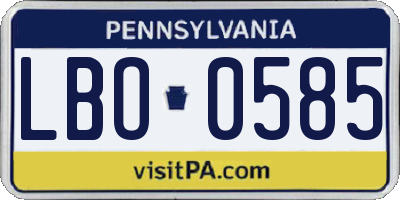 PA license plate LBO0585