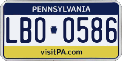 PA license plate LBO0586