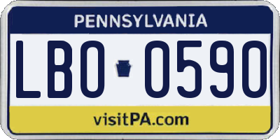 PA license plate LBO0590