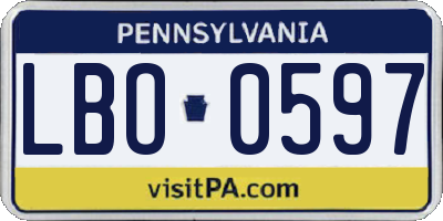 PA license plate LBO0597