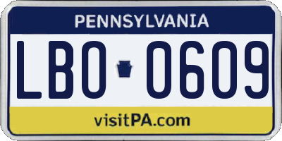 PA license plate LBO0609