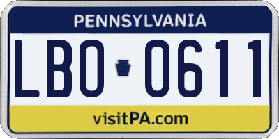 PA license plate LBO0611