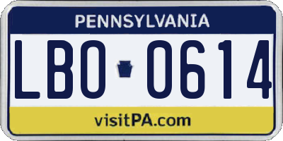 PA license plate LBO0614