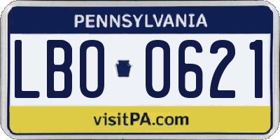 PA license plate LBO0621