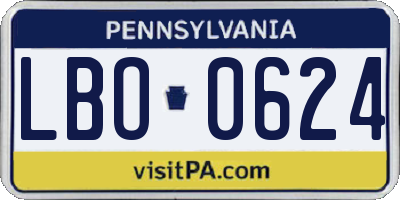 PA license plate LBO0624