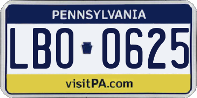 PA license plate LBO0625