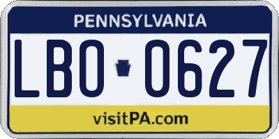 PA license plate LBO0627