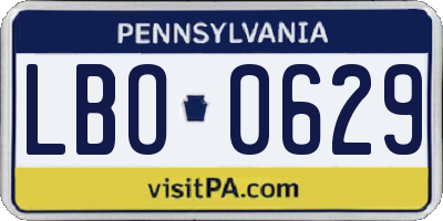 PA license plate LBO0629