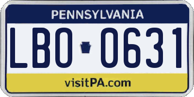 PA license plate LBO0631