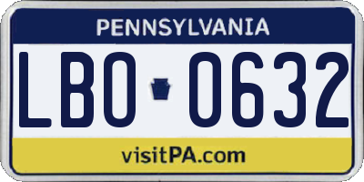 PA license plate LBO0632