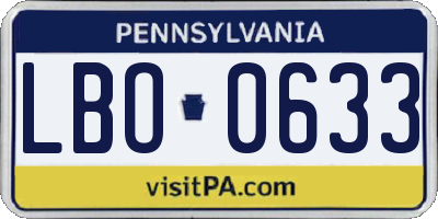 PA license plate LBO0633
