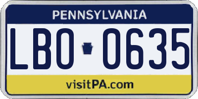 PA license plate LBO0635