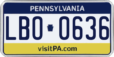 PA license plate LBO0636