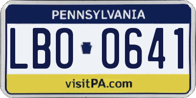 PA license plate LBO0641