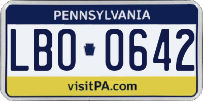 PA license plate LBO0642