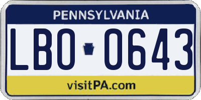 PA license plate LBO0643