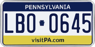 PA license plate LBO0645