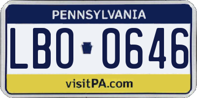 PA license plate LBO0646