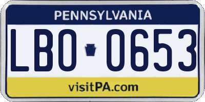 PA license plate LBO0653