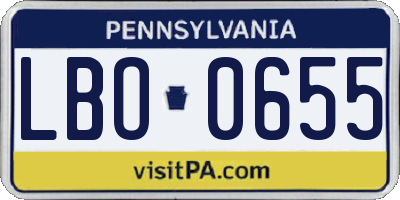 PA license plate LBO0655