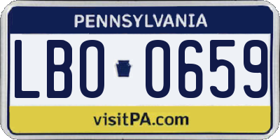 PA license plate LBO0659