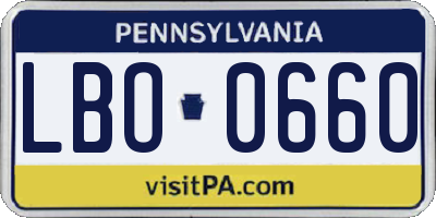 PA license plate LBO0660
