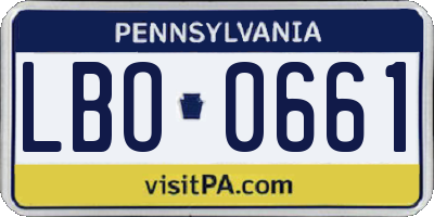 PA license plate LBO0661