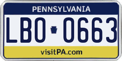 PA license plate LBO0663