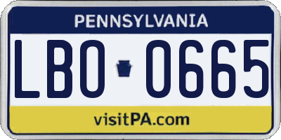 PA license plate LBO0665