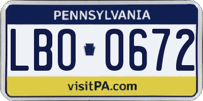 PA license plate LBO0672