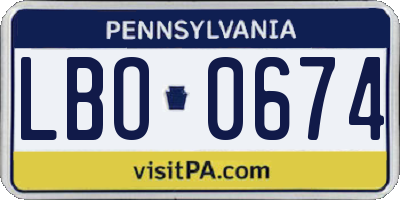 PA license plate LBO0674