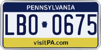 PA license plate LBO0675