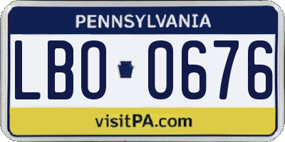 PA license plate LBO0676