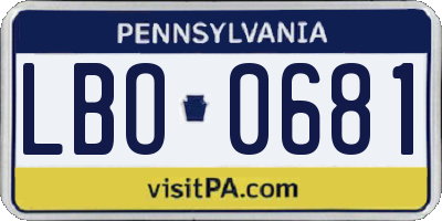 PA license plate LBO0681