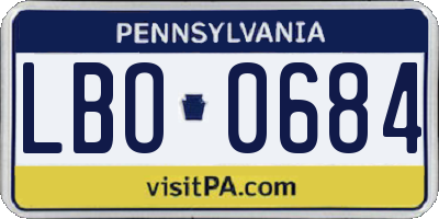 PA license plate LBO0684