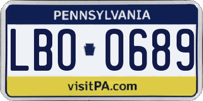 PA license plate LBO0689
