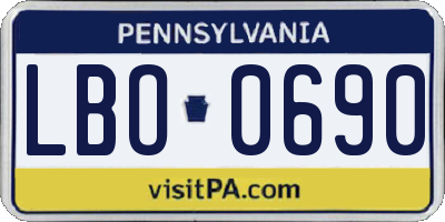 PA license plate LBO0690